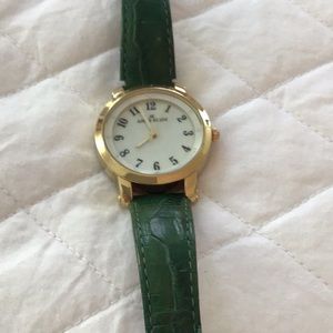 Anne Klein green leather wristwatch